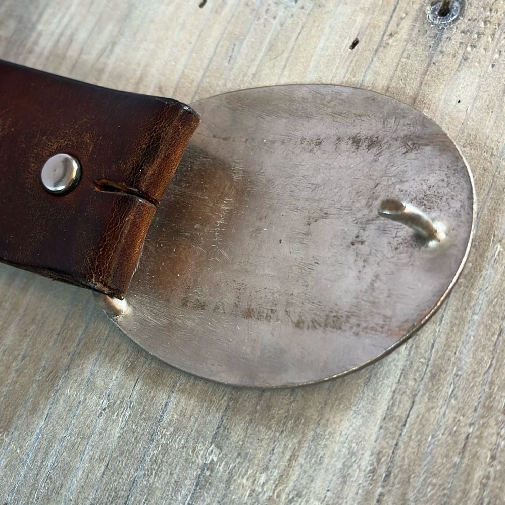 Conoco Buckle Branded Solid Brass With Leather Be… - image 2